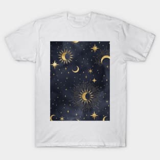 Celestial Starry Sky Gold Moon T-Shirt